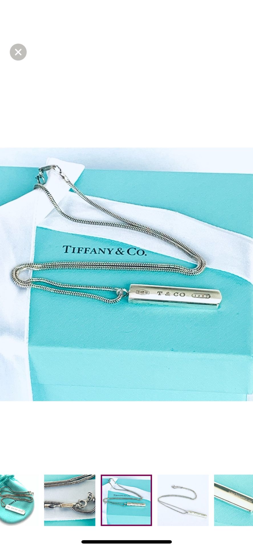 Tiffany & Co. Silver 1837 Bar Pendant