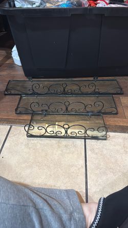 Metal And Glass Shelf Set