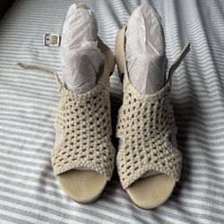 Women’s Cork Wedge Sandals – Woven Upper – Size 8.5