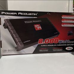 Power Acoustik 8,000 Watts Monoblock Amplifier For Bass Comes With Bass Knob Brand New In Box 