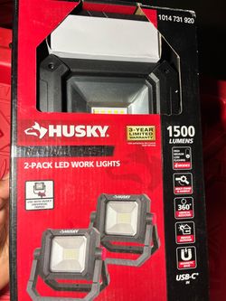 Husky 1500-Lumen Rechargeable LED Work Lights 2-Pack