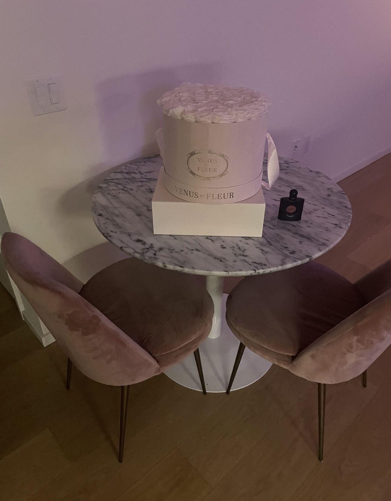 Marble Table & 2 West Elm Chairs