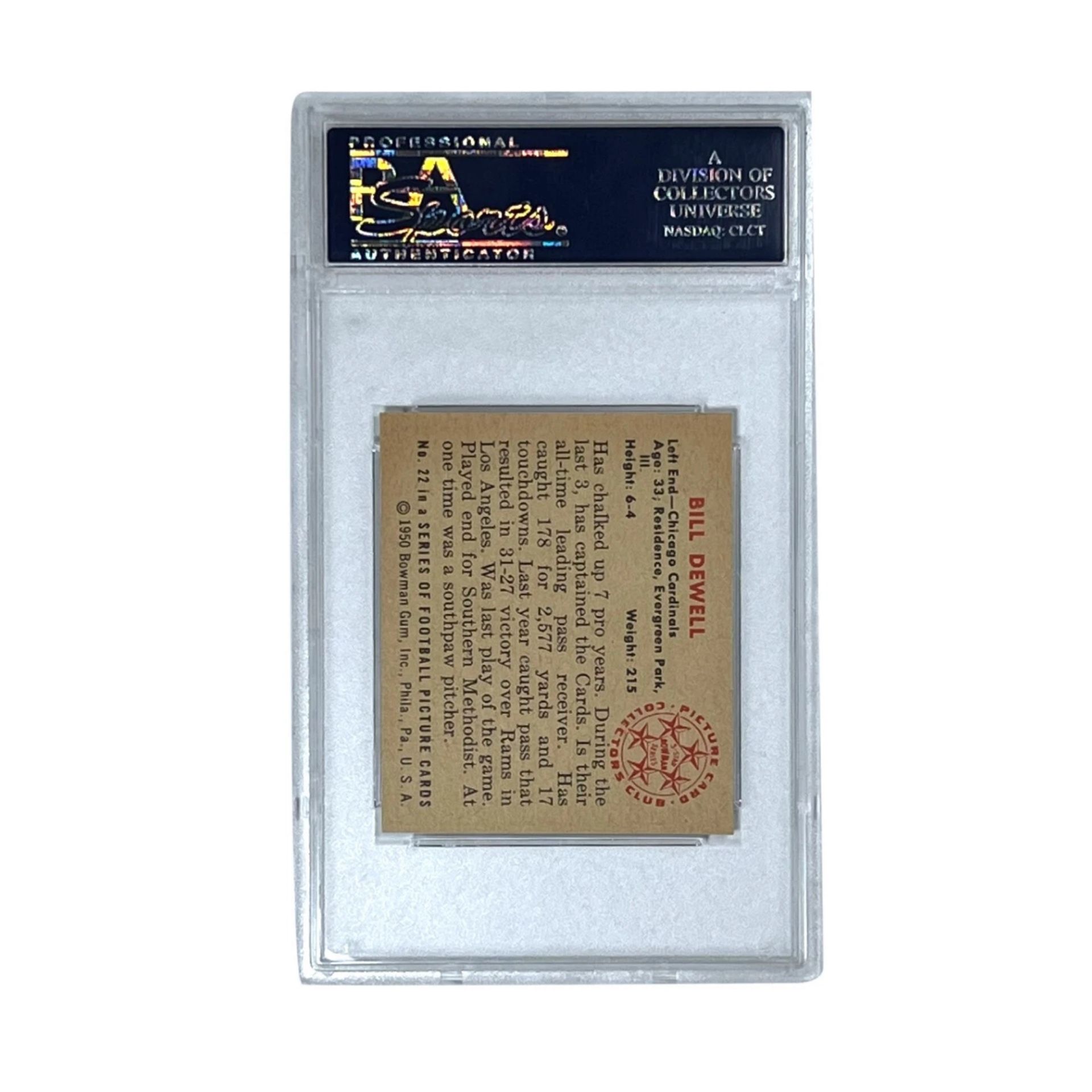 Billy Dewell 1950 Bowman #22 PSA 6 Football Card