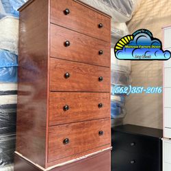 Assembled Cherry Wood Jumbo Five Drawer Dresser 