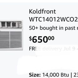 Koldfront WTC14012WCO230V 14000 BTU 230 Volt Through-the-Wall Air Conditioner with Sleep Mode and Remote Control
