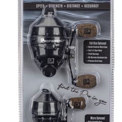 ProFISHiency 2-for-1 Standard and Micro Spincast Fishing Reels, Black Small Frame