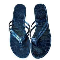 COACH Juney Rubber Thong Flip Flop Black Sandal Size 10