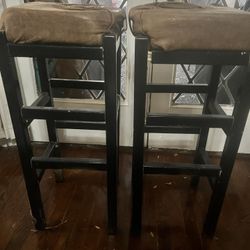 Bar Stools/ (2) Brown Leather Refashioned -REDUCED 