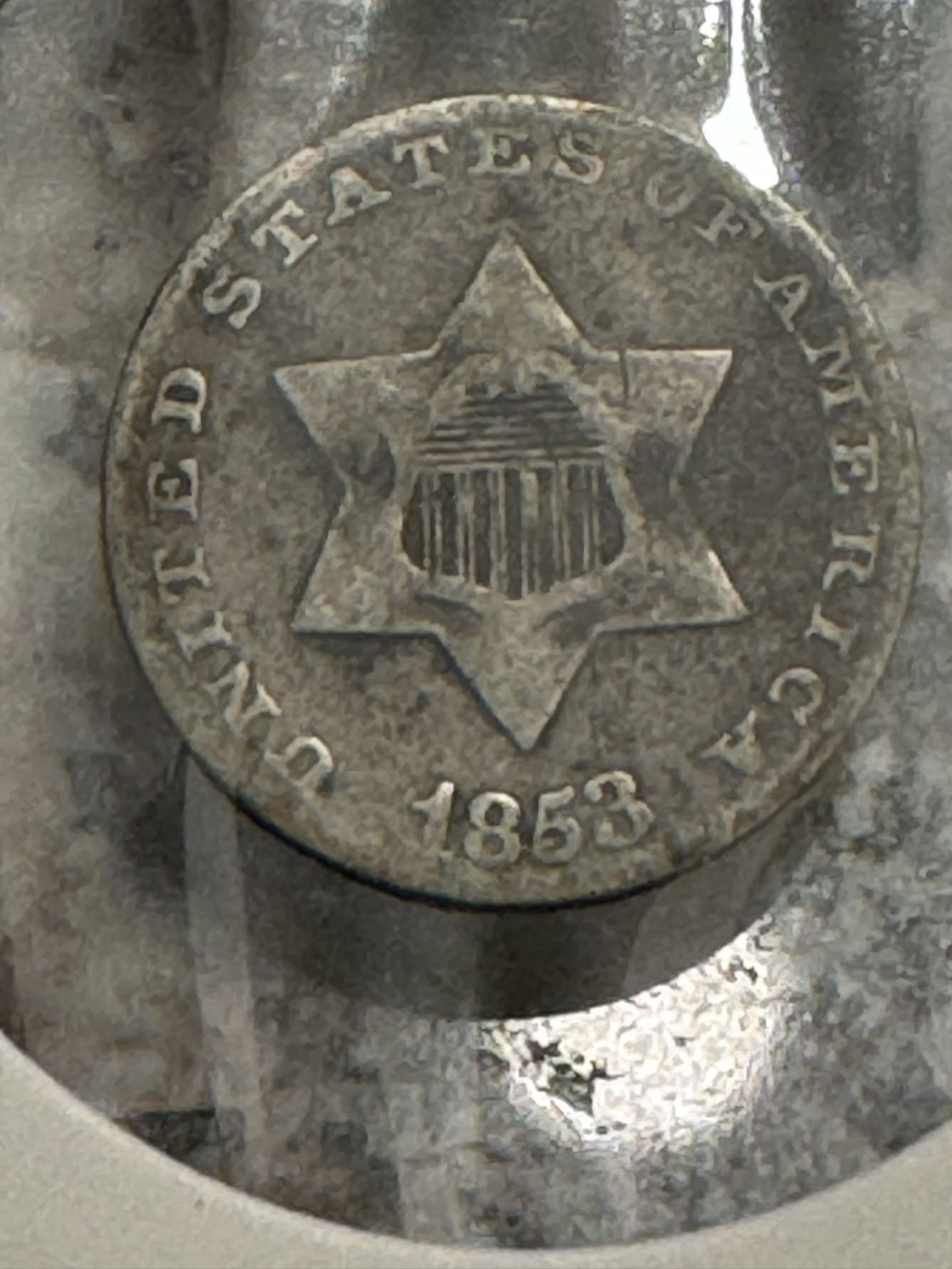1853 Silver 3 Cent Coin