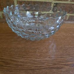 Vintage Indiana Glass American Whitehall Clear Flared Serving Bowl in Cubist Pattern