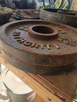 Two 10 lb weights and Two 5 lb weights " Olympic ".
