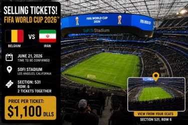 FIFA World Cup 2026 Tickets – Belgium vs Iran . SoFi Stadium