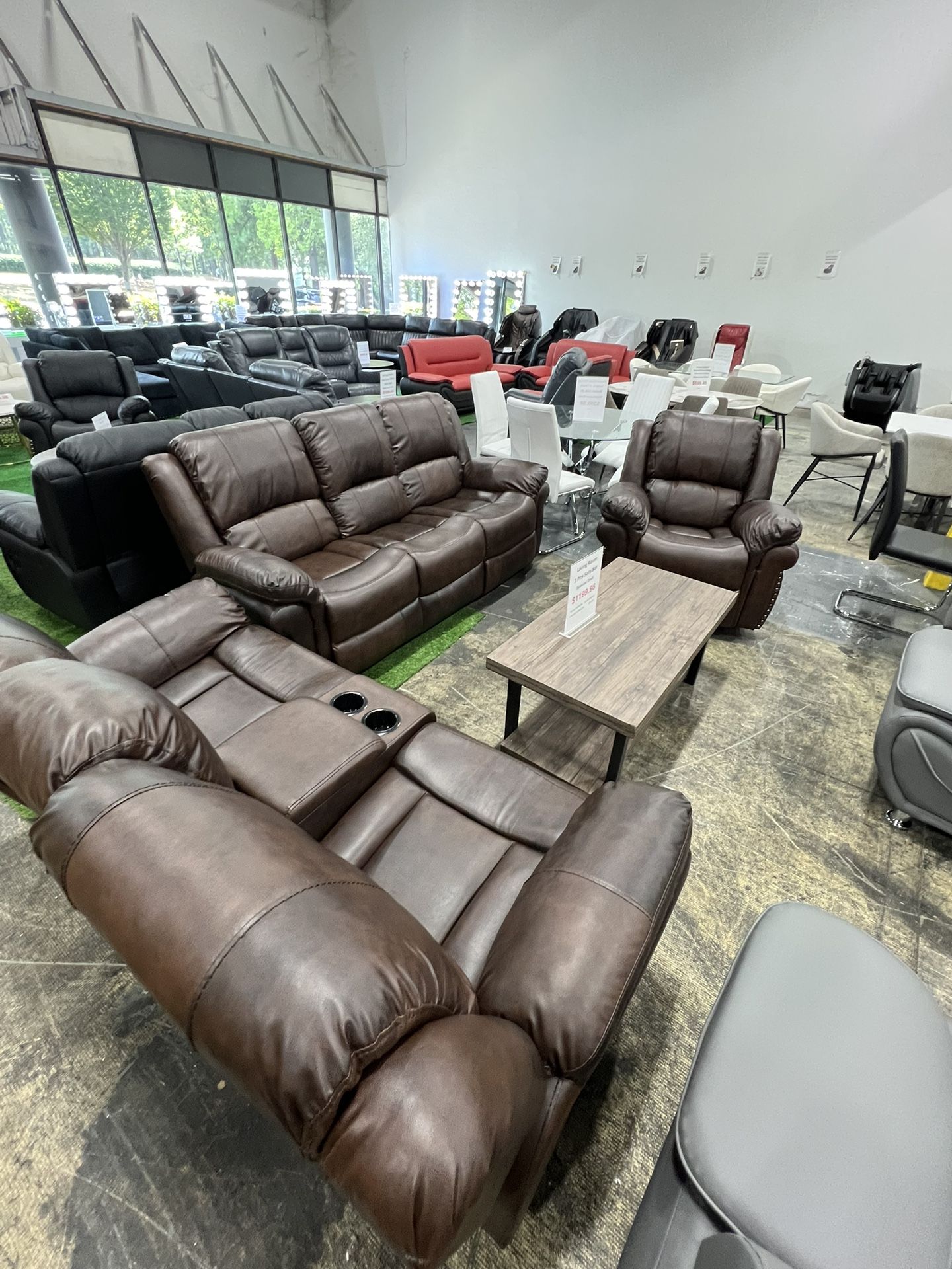 Living Room 3Pcs Recliner Sofa Set / Juego de sofás reclinables de 3 piezas para sala de estar