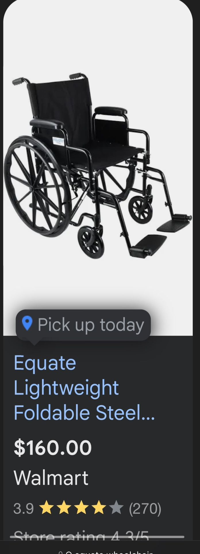 Equate Wheel Chair For Sale