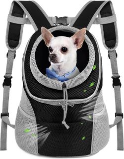 WOYYHO Dog Carrier Backpack Large L Gray Black Mesh Front Back Carry 10-14 lbs