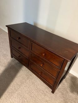 Wooden 6 drawer double dresser