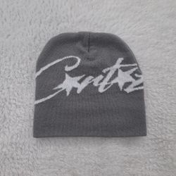 Gray Corteiz beanie with white logo