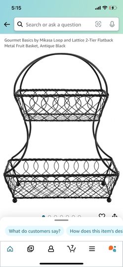 Mikasa Antique Black Metal Fruit Basket 