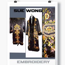 Sue Wong Vintage Embroidered NEW Jacket Black Gold Floral Couture Rare