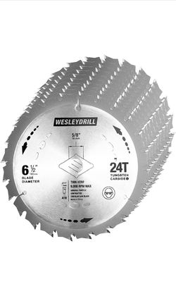 10 Pack 6-1/2-Inch Circular Saw Blade, 24-Tooth with 5/8" Arbor ATB Framing Saw Blade, Made of Carbide, Fit for Cutting Wood