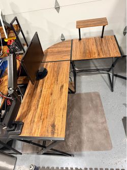 L Shaped Desk 58” Reversible Corner Computer Desk with Movable Shelf and CPU Stand
