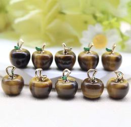 8pcs Apple Statue Pendant Natural Lapis Lazuli Stone Carved Jewelry