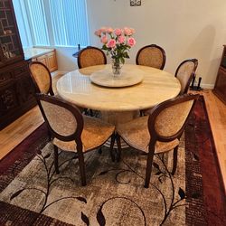 Italian Marble Dining Table W Lazy Susan