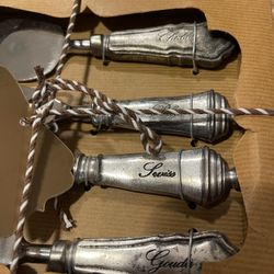 Pottery Barn Antique Silver Cheese Knives 