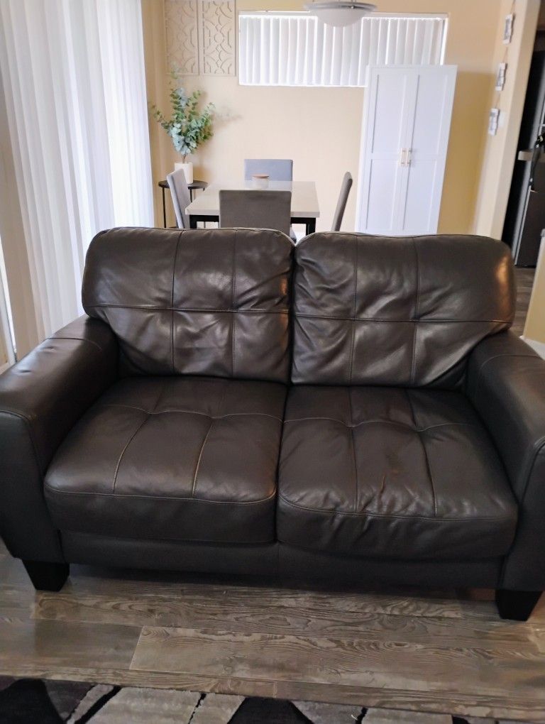 Gray 3 Piece Leather Sofa Set 