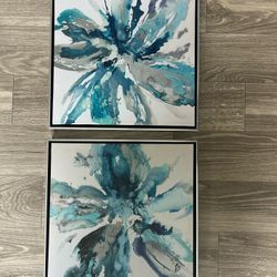 Teal Flower Set (17x17in)