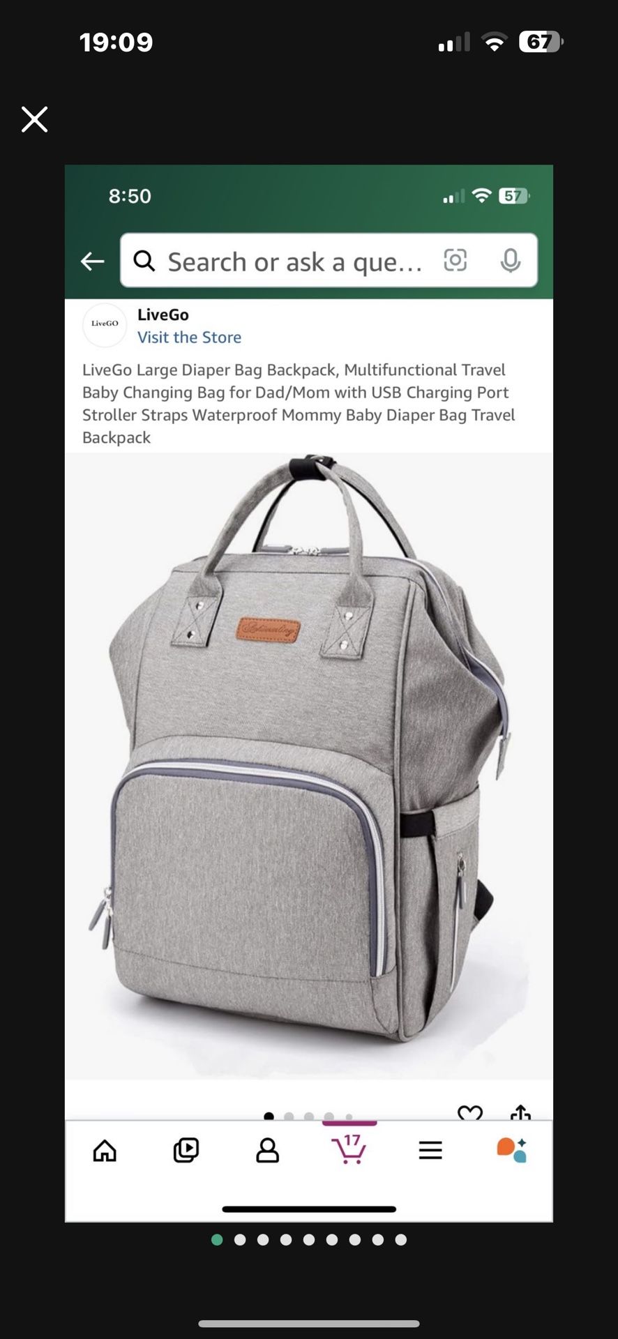 LiveGo Large Diaper Bag Backpack, Multifunctional Travel Baby Changing Bag for Dad/Mom with USB Charging Port Stroller Straps Waterproof Mommy Baby Di