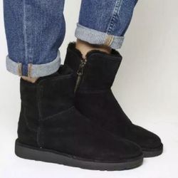 NEW UGG Abree 1016548 Black Mini Short Ankle Boots Suede Leather Side Zip US 11