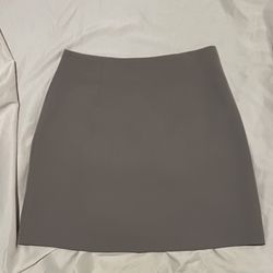 Beige Gray Zippered A-Line Skirt