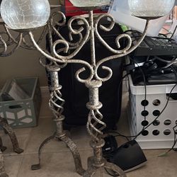 Handmade Metal Candelabras – Set of 7 (Made in Mexico) with 19 Glass Holders