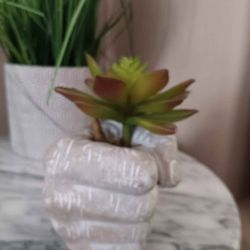 $14 Cement Hand Holding Artificial Succulent. Fun Home Decor
