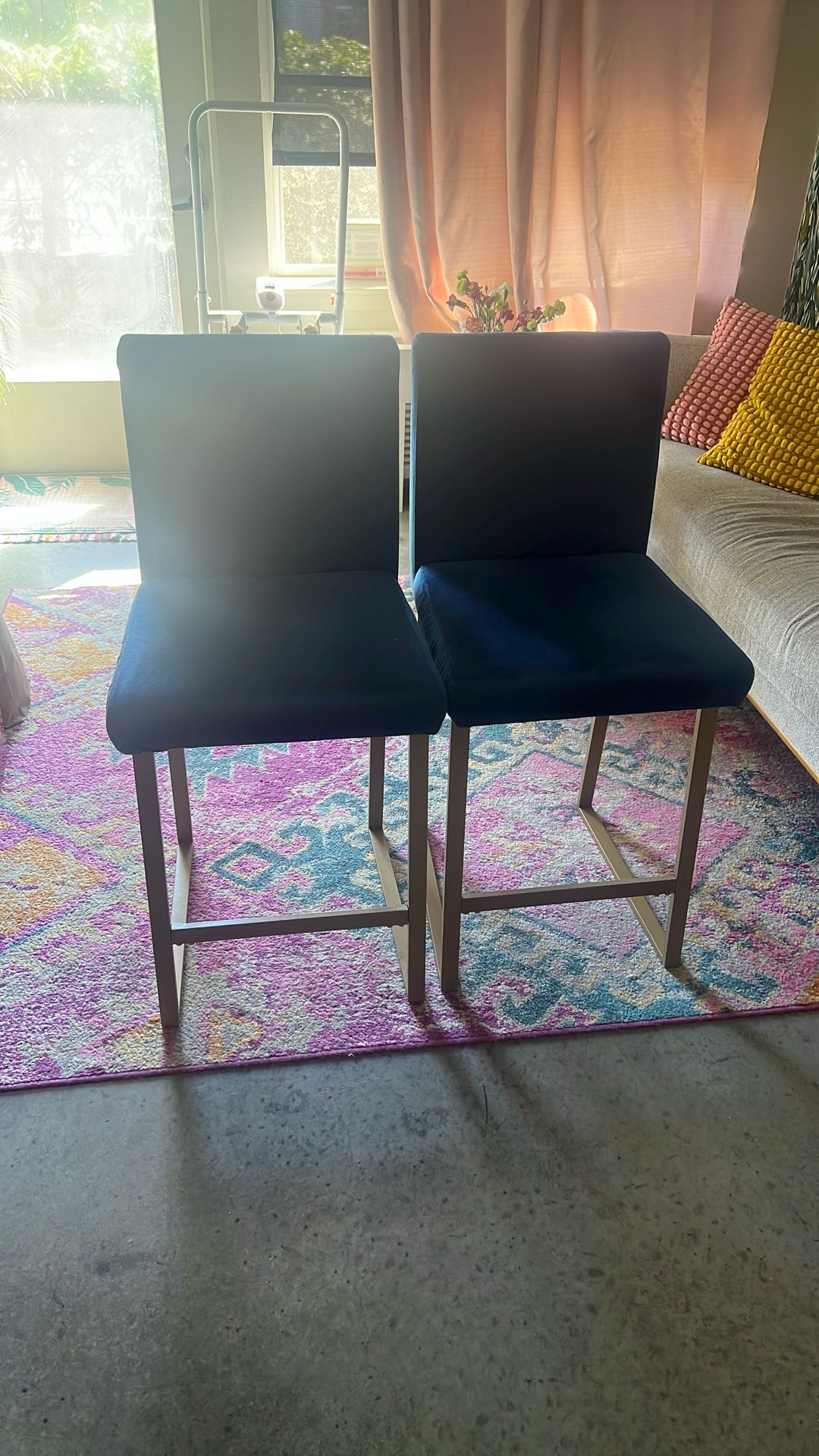 Blue Velvet Counter Height Chairs