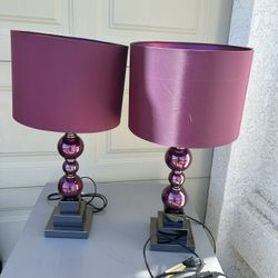 Pair Of Purple Table Lamps