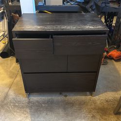 Solid Wood Dresser Dark Brown