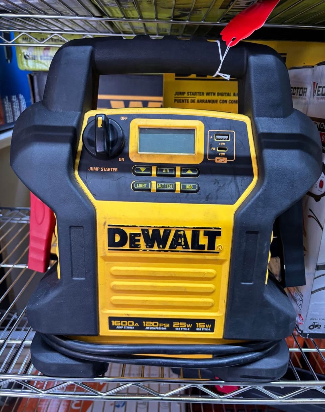 Dewalt 1600 Peak Amp Jump Starter with Digital Compressor and USB Power Bank