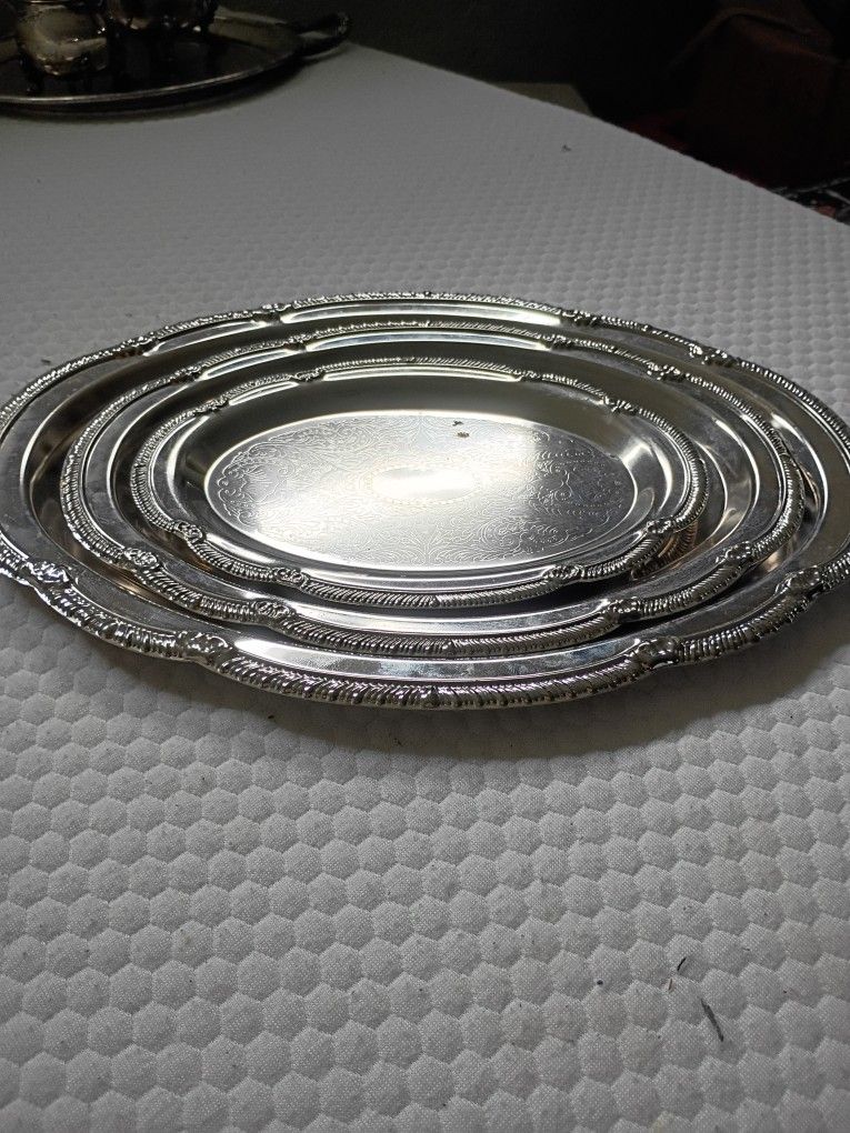 Antique Chrome Serving Trays