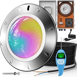 Pool Light for Inground Pools, 65W 12V RGBW LED Multicolor Inground Pool Light with Transformer & Controller, 316 Stainless Steel,14 Color Lights Show