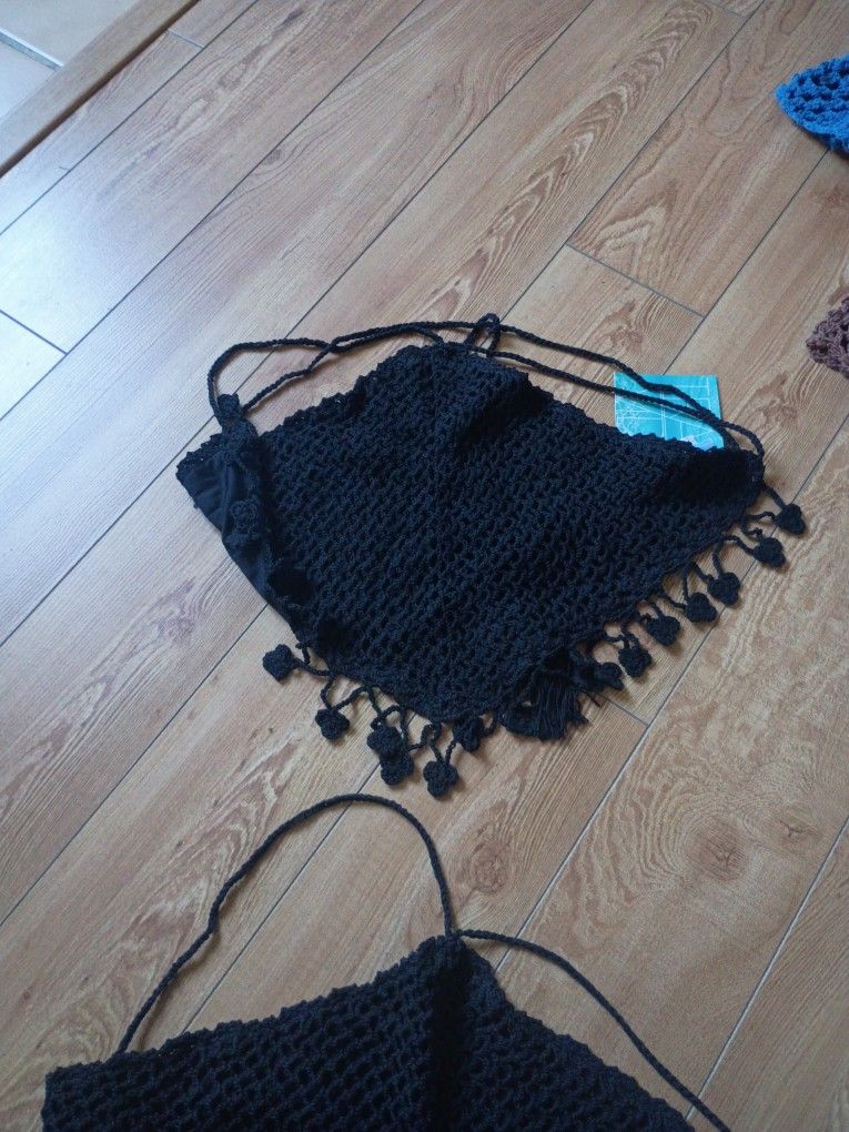 Knitted Halter Tops Tie Back