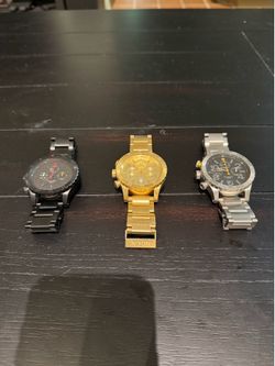 Nixon 48-29 Chrono Watches -> Gold, Gunmetal, Black