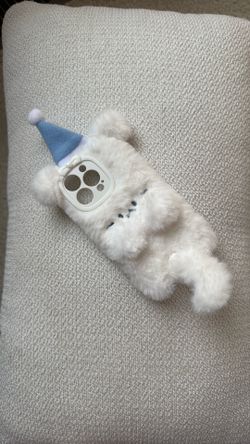 brand new Cute Fluffy iPhone 13 Pro Case - White Bear