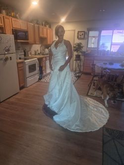 White Satin  wedding dress
