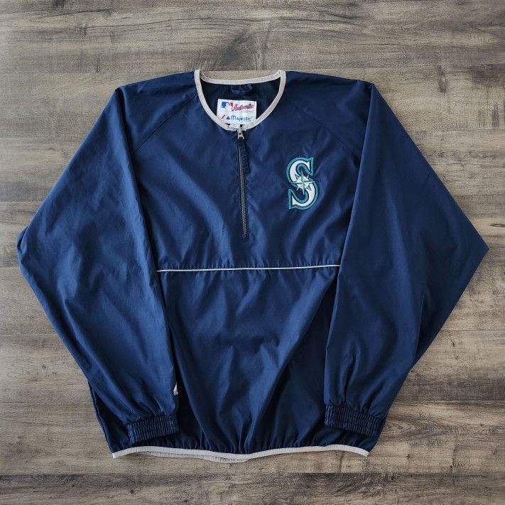 VTG Seattle Mariners 90s Majestic Pullover Windbreaker Jacket XL
