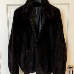 Reversible Mink Coat/Leather Jacket Size L