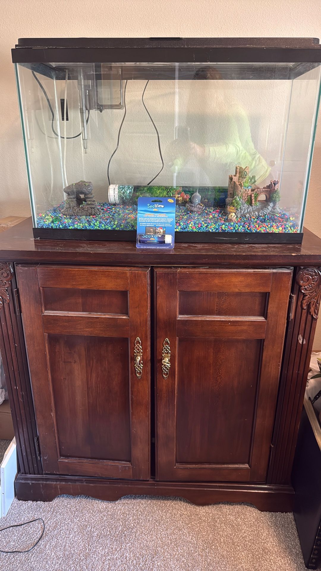 Fish Tank Aquarium Plus Cabinet Dresser Stand $40