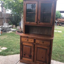 Petite Wood Country Farmhouse Cupboard Hutch Display Cabinet $185  OBO