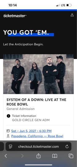 System of a Down Tickets Face Value first night 6/5/2027